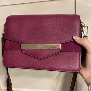 Kate Spade Crossbody Bag Raspberry Pink Purple Gold Hardware